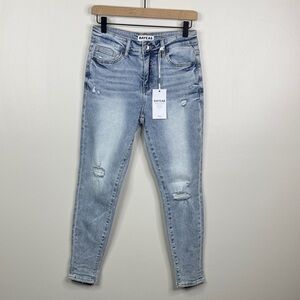 Bayeas High Rise Stretch Skinny Jeans in Light Blue Distressed Women’s Jeans 27